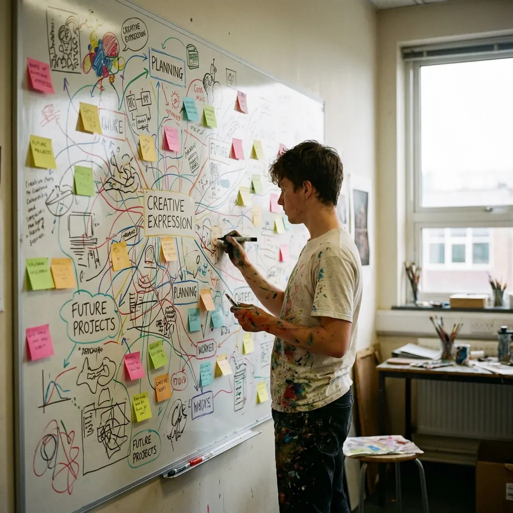 Estudiante creando mapa mental