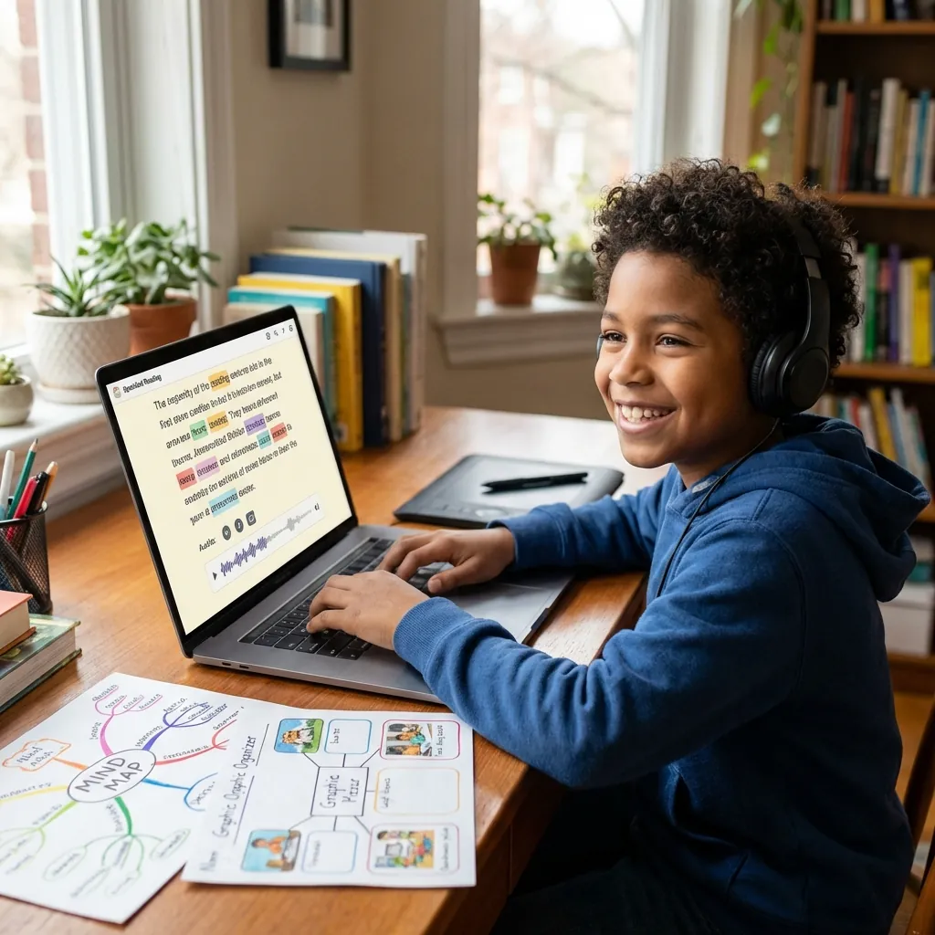 Estudiante usando herramientas visuales