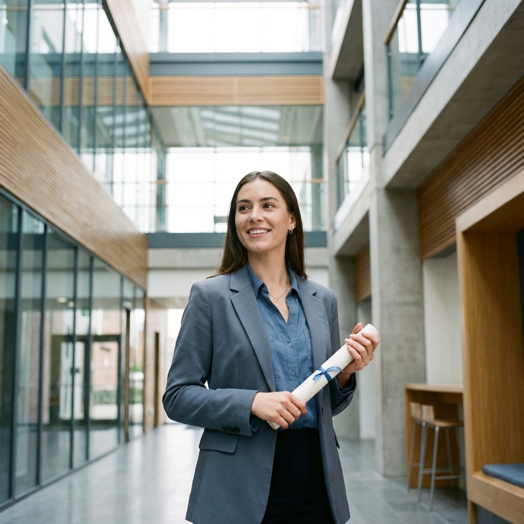 Estudiante celebrando logros académicos